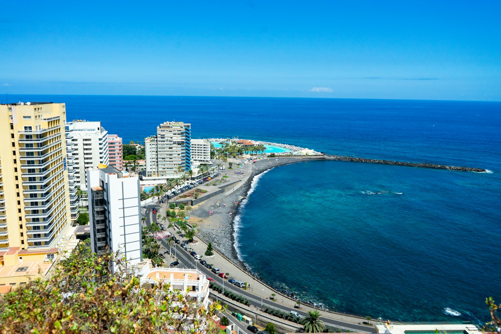 Coastal residences and beach in Tenerife, Spain