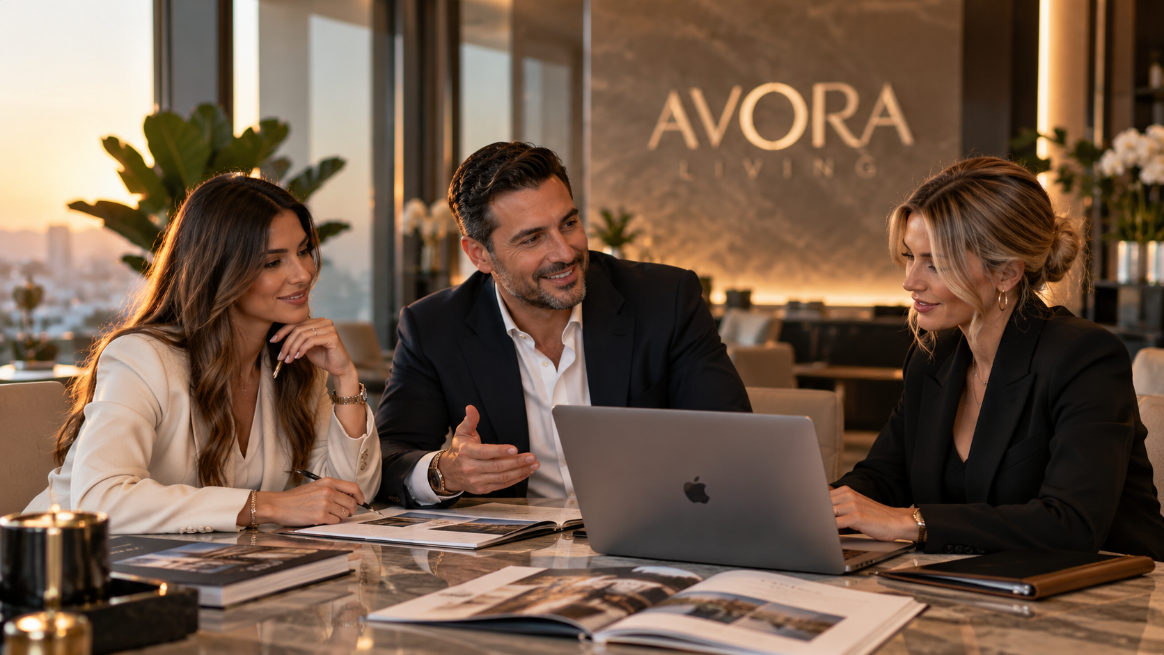 AVORA LIVING advisors in a warm personal consultation with a client